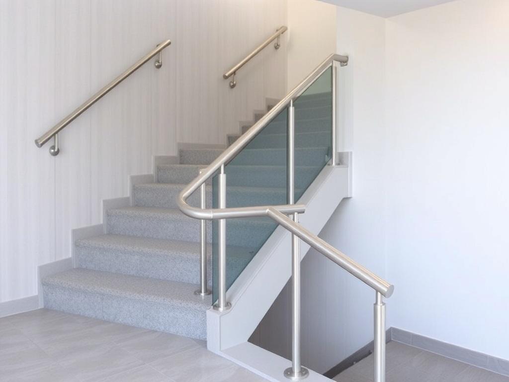 Handrails and railings made of stainless steelфото